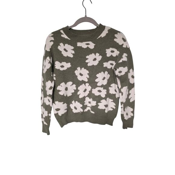 Maurice's Sweater XS Green White Flowers Grandma Core Cozy Cottage Soft Fall - Picture 1 of 8